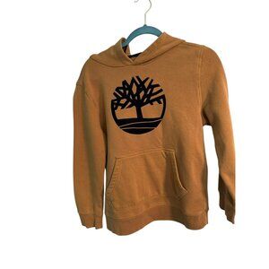 Timberland Logo Pullover Hoodie size Small  Mustard Yellow Cotton Blend Youth Si